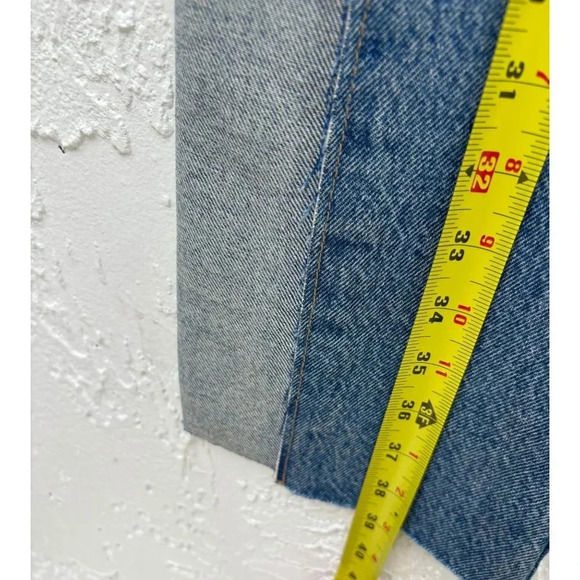 Zara Ruffled Womens Crop Straight Leg Button Fly Patchwork Denim Jeans Blue Sz 4 - Picture 11 of 13